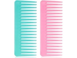 Peine De Dientes Anchos Para Cabello Rizado Seco O Mojado, Sin Mango, Antiestático (cian, Rosa)