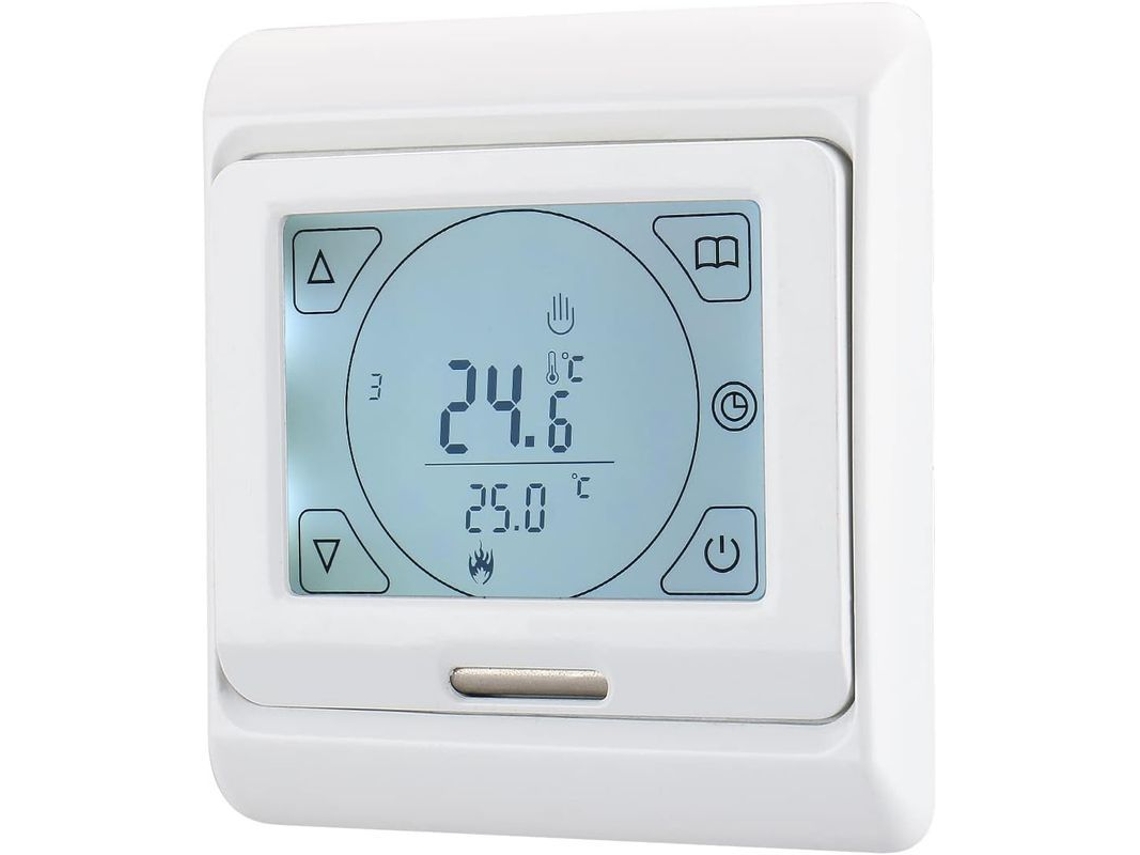 Termostato Programable Wg809 Para Ambientes, 7 Días, Lcd, 230 V, 16 A Para Calefacción Eléctrica Por Suelo Radiante, Blanco.