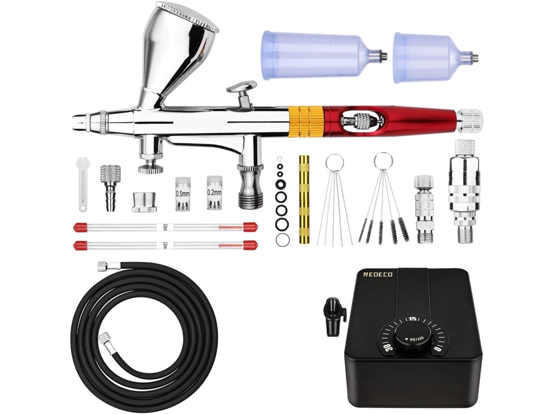 Aerógrafo De Doble Acción Con Kit De Compresor De Apagado Automático