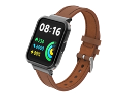 Correa de reloj inteligente para Xiaomi Redmi Watch 2 Lite Caja de metal de cuero genuino Correa de reloj integrada (marrón)
