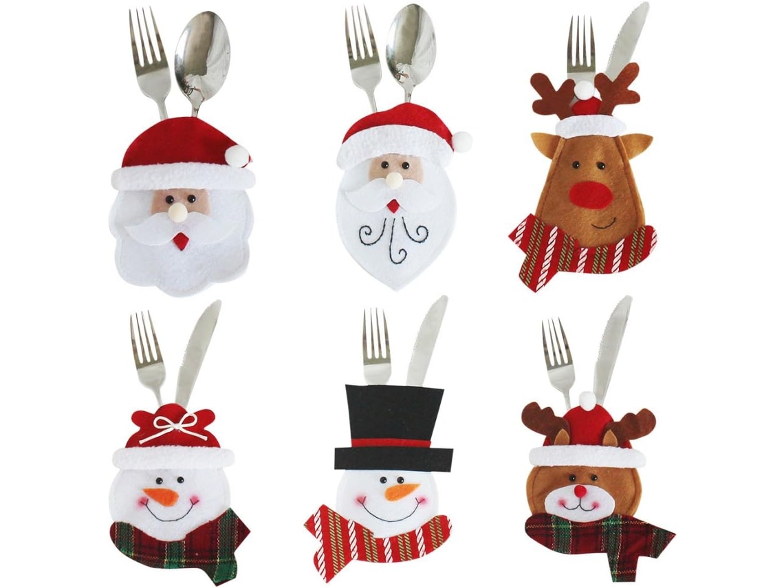 Vajilla Navideña,adornos Navideños,decoración Navideña Para El Hogar,adornos Navideños,juego De 6 Portacubiertos Navideños(6 Unidades)