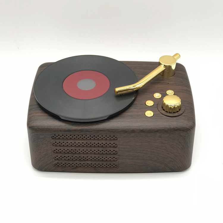 Mini Trompeta Retro Flor Tocadiscos Giratorio Audio (madera Oscura)