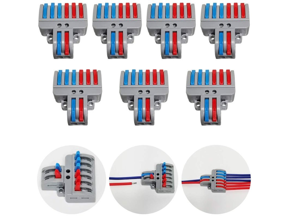 Conjunto de Terminais Ctricalver com Alavanca, Conector de Cabo Push, 7 Terminais 8 Polos com Parafusos | S/MARCA