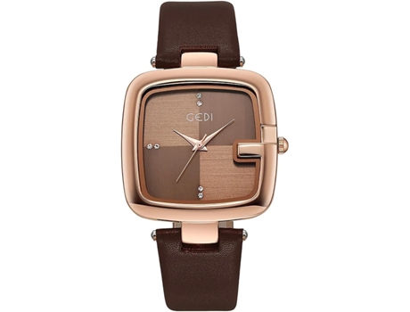 VEANXIN Relojes impermeables con correa de cuero de alta calidad con esfera de diamantes cuadrada grande-Verde
