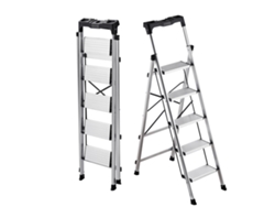 Vevor Escalera De 5 Peldaños De Aluminio Plegable Peldaños Anchos Antideslizantes Asa 150 Kg