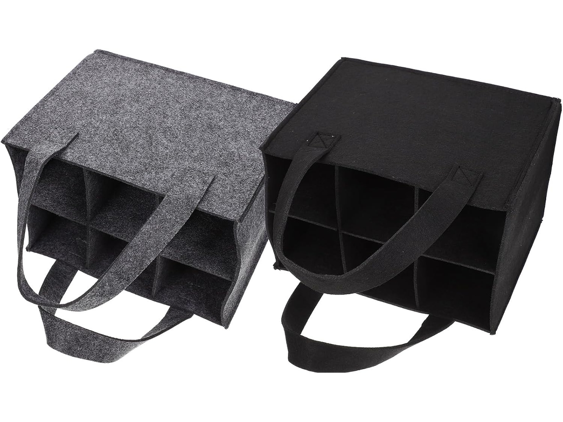 Juego De 2 Bolsas De Fieltro Para Vino Ciieeo Con Compartimentos Y Asa, Soporte Para 6 Botellas.