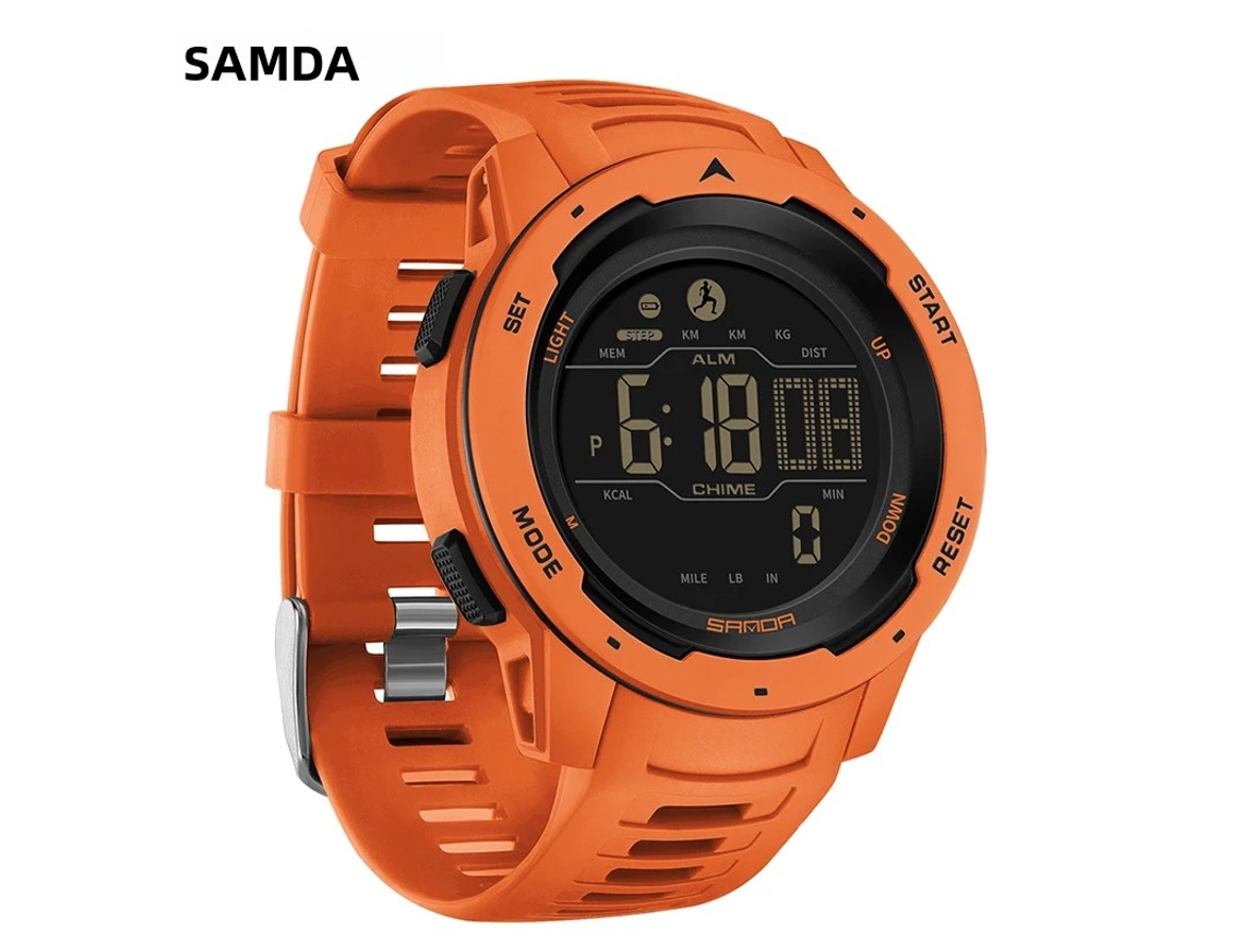 Contador de calorías, podómetro, despertador, reloj impermeable, reloj deportivo militar multifuncional, reloj para hombre