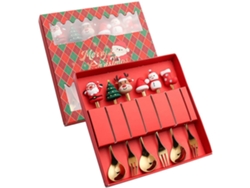 Juego De Cubiertos Navideños De Acero Inoxidable (6 Piezas) Gertiz