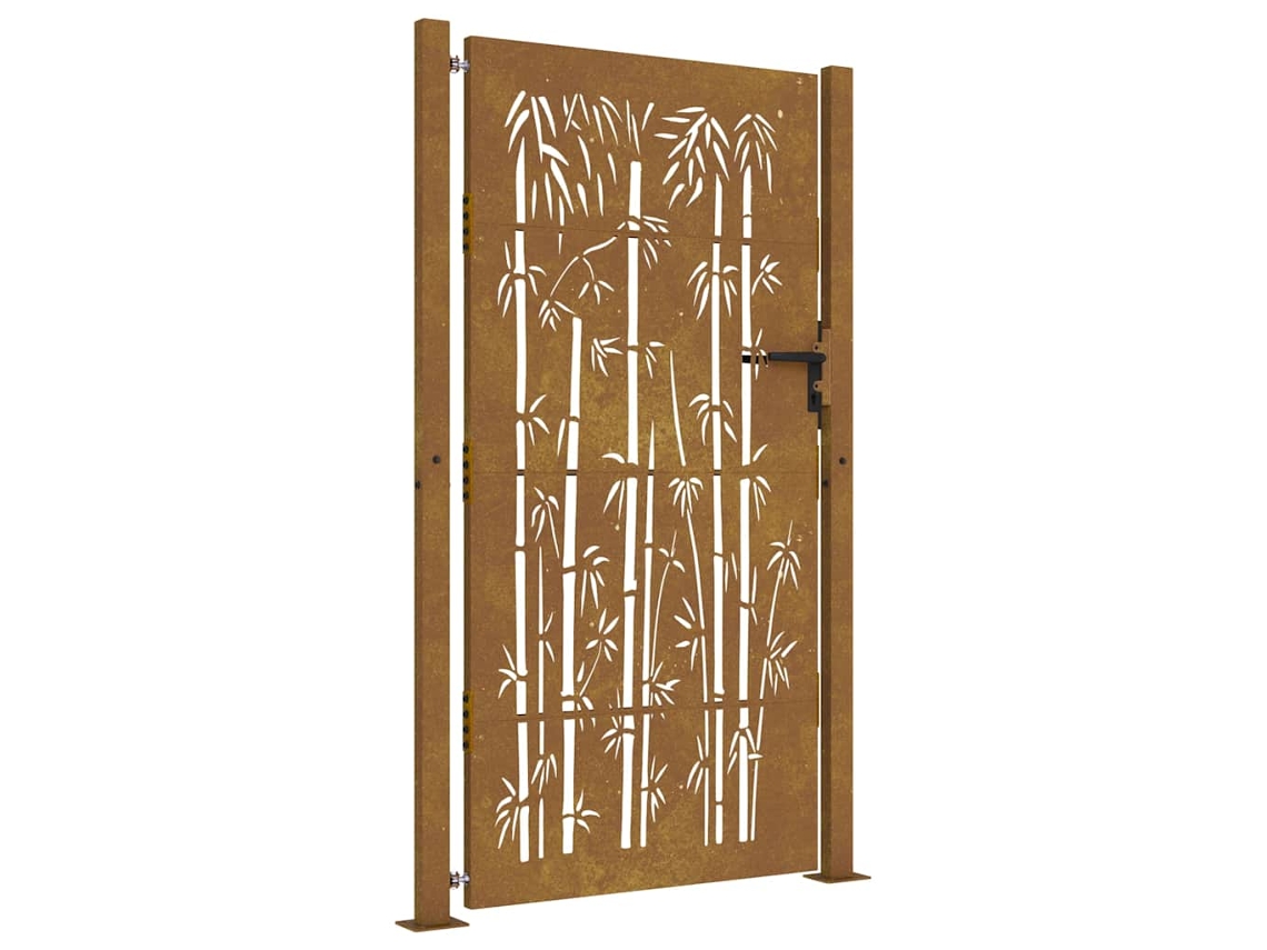 Maison Exclusive - Puerta De Jardín 100x200 Cm De Acero Corten Con Diseño De Bambú