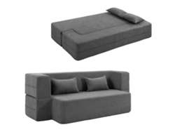 Sofá Cama Convertible De 2 Plazas En Tapicería De Chenilla, Asiento Y Reposabrazos Amplios, 2 Cojines, Totalmente Comprimido, Gris.