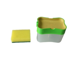 Dispensador De Jabón A Presión De Abs Con Estante Para Esponja Para Cocina - Verde