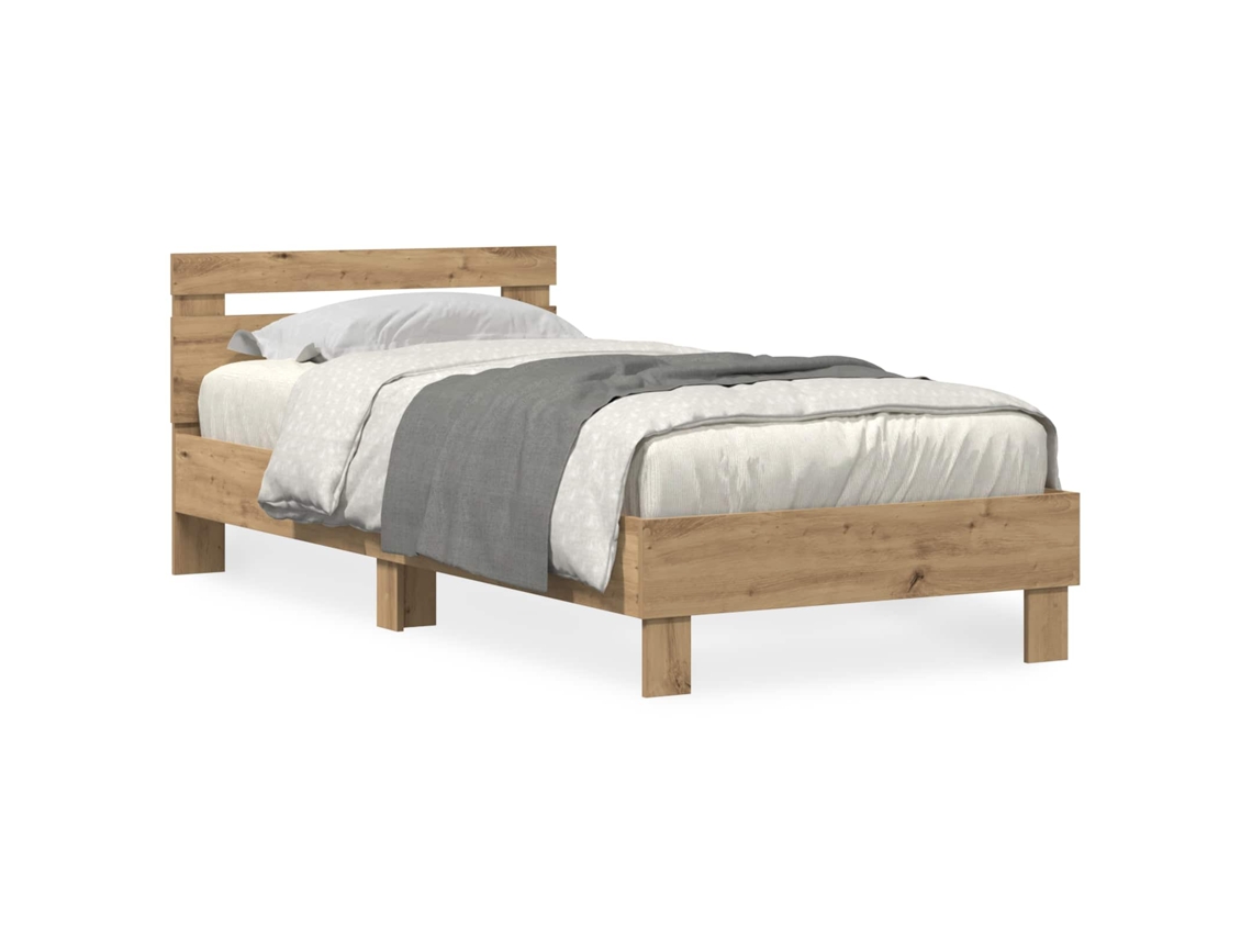 Maison Exclusive - Estructura De Cama Con Led Roble Artesanal 90 X 190 Cm