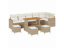 Maison Exclusive - Juego de sofás de jardín de ratán sintético beige de 10 piezas