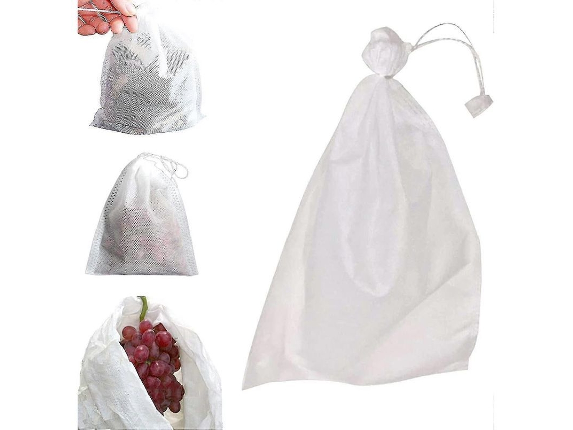 Bolsas protectoras para frutas y verduras con cordón ajustable, impermeables y transpirables, de material no tejido, 50 unidades (modelo 2026).