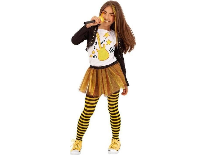Disfraz de Niña DISFRAZZES Cantante Pop Negro Y Amarillo (Talla: 3 a 4 años)