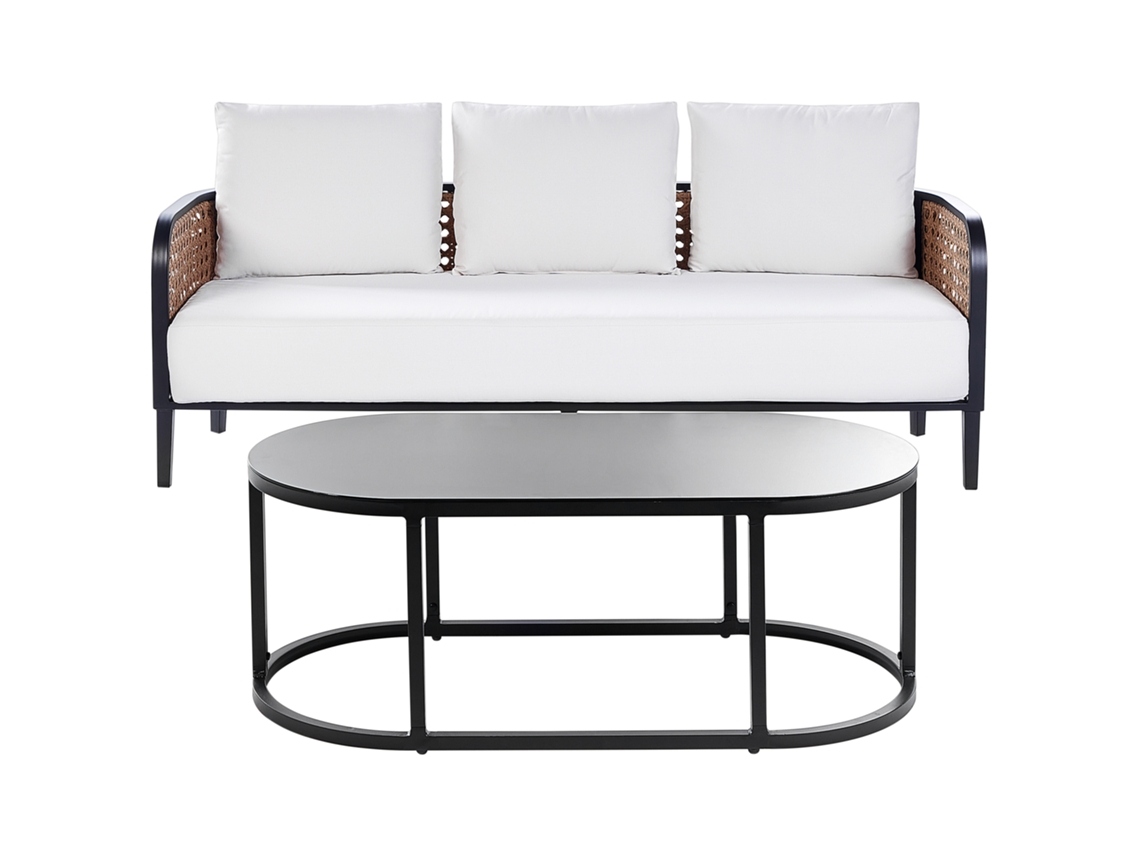Sofá de 3 plazas BELIANI Montefalco de Aluminio Blanco 200x74x87