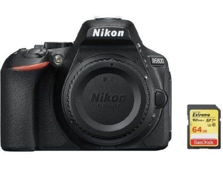 Kit Cámara Reflex y Tarjeta SD 64 GB NIKON D5600 (24.2 MP - Sensor: CMOS - ISO: 100 a 25600)