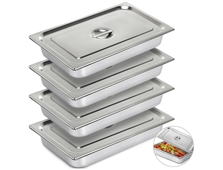 Platos VEVOR llanos Vajilla de acero inoxidable 4PCS