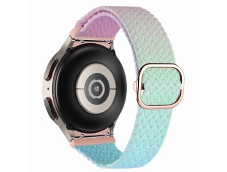 Correa de nailon trenzada bicolor ajustable elástica para Samsung Galaxy Watch 4 40mm/44mm/Watch 4 Classic 42mm/46mm/Watch 5 40mm/44mm - rosa/verde...