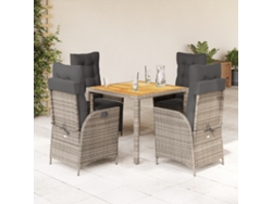 Conjunto de comedor de jardín DKD Home Decor de 5 piezas con cojines, ratán gris