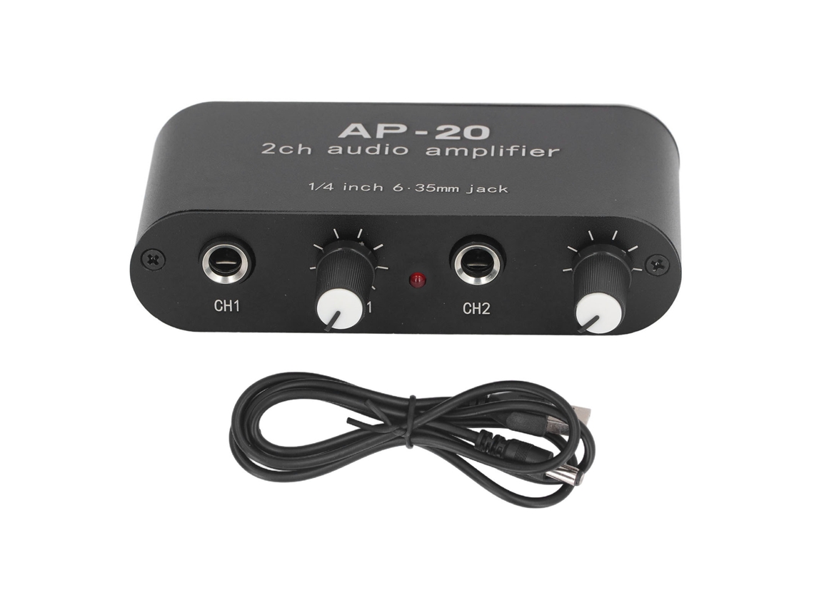 Preamplificador De Sonido De Doble Canal Independiente, Conector De 1/4" (6,35 Mm), Ganancia De 0-20 Db Para Micrófono De Instrumento, Dc5v-12v.