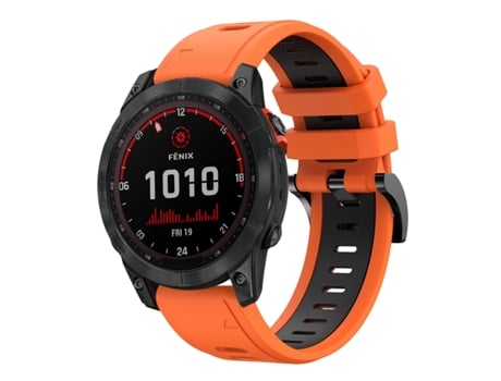Correa Smartwatch para Garmin Fenix 7 Solar 22mm Silicona Deportiva Bicolor (Naranja + Negro)