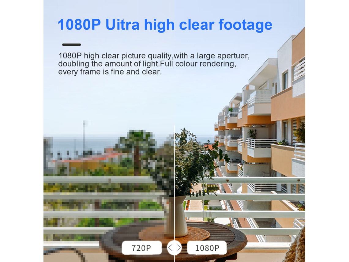 Cámara de seguridad binocular YHL, 1080p, WiFi, para interiores y exteriores, gran angular de 180°.