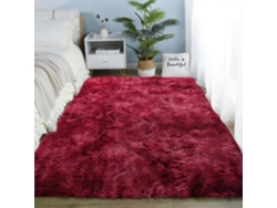 Omni-alfombra Fluffy De Pelo Falso Gradiente Decorativa Suave No Deslizante Para Dormitorio Sala Comedor Vino 120x200cm