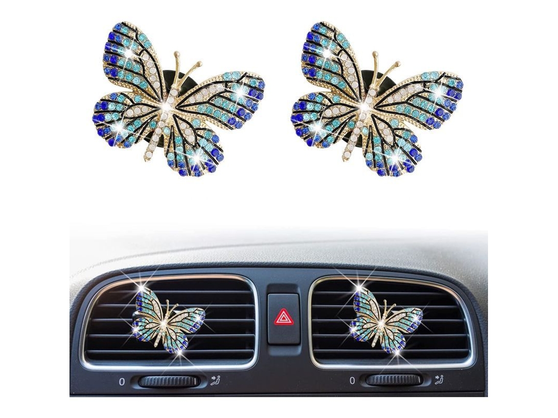 Clip Para Aire Acondicionado De Coche Con Forma De Mariposa Y Diamantes De Imitación, Accesorio Decorativo Con Perfume Para Mujer.