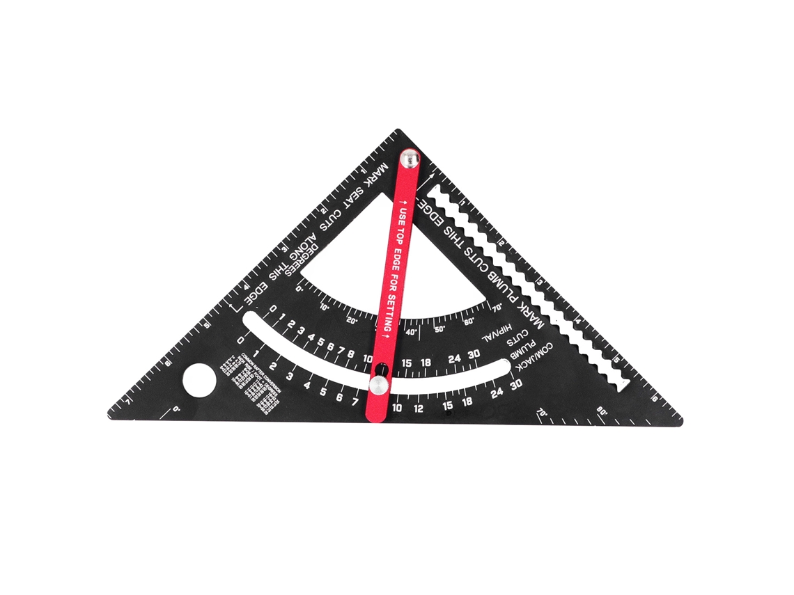 Régua Triangular De Alumínio Para Carpintaria Com Goniómetro E Escala Laser Precisa 7 Polegadas