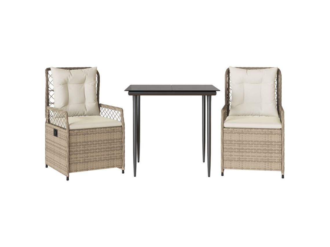 Maison Exclusive - Set Comedor De Jardín 3 Pzas Con Cojines Ratán Sintético Beige