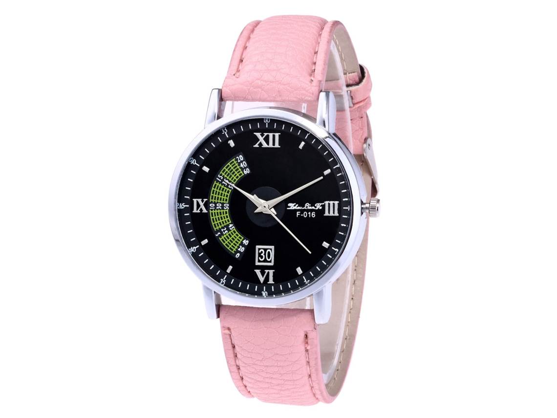 Reloj De Pulsera De Aleación Con Dial Redondo Analógico De Cuarzo Para Parejas Rosa