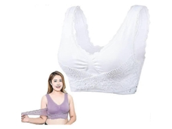 2026-3pcs Brassiere Con Turmalina Moldeadora Y Levantamiento Potente, Sin Alambres, Cierre Lateral Cruzado Y Encaje
