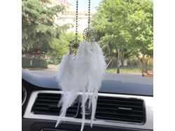 2026-colgante Para Espejo Retrovisor De Coche, Atrapasueños De Plumas Y Cristal Blanco