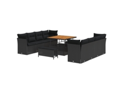 Conjunto de sofá modular de exterior de cuatro plazas Vidaxl con cojines de ratán negro