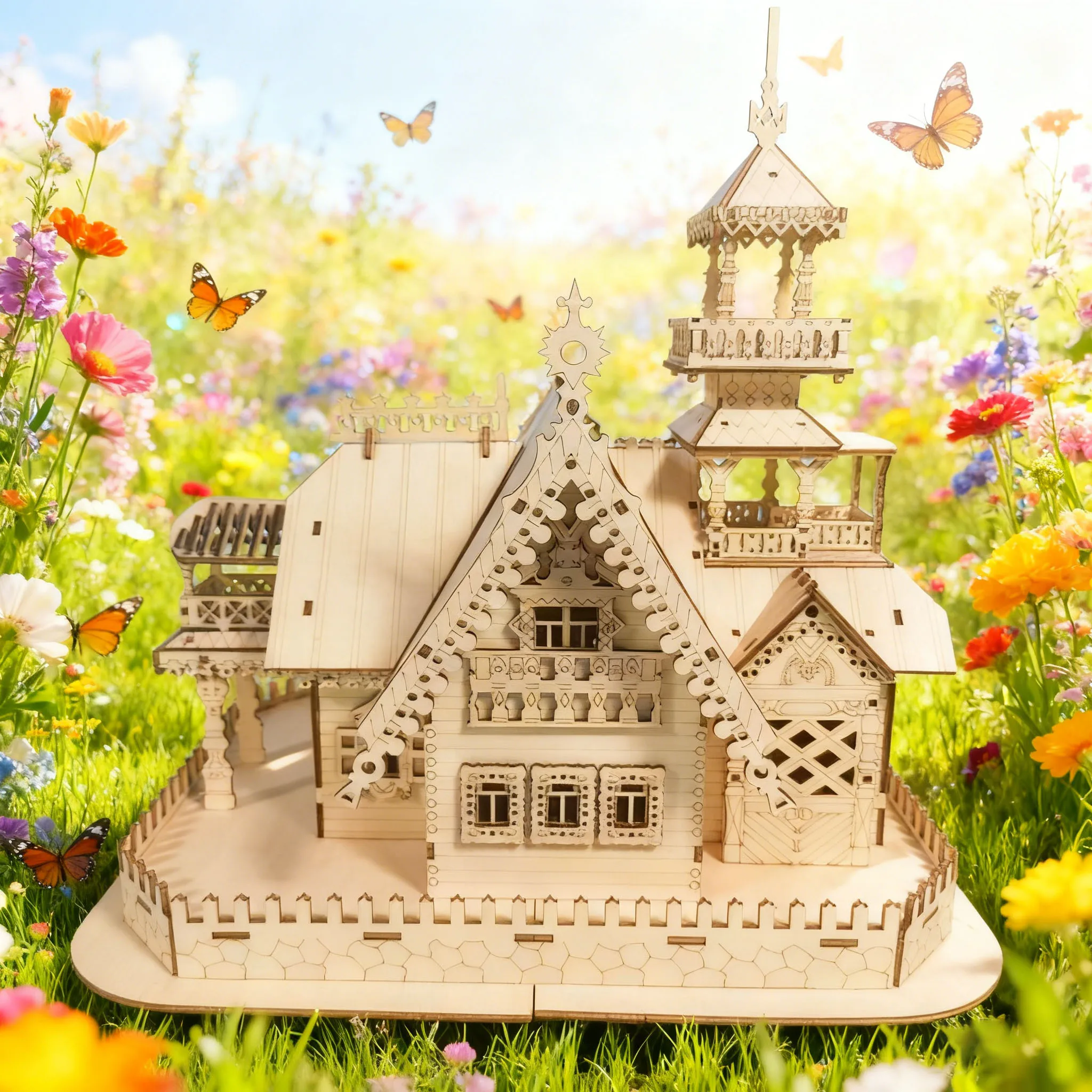 Maqueta De Villa En Miniatura 3d, Kit De Montaje Creativo Para Armar.