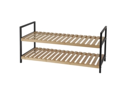 Zapatero de bambú con 2 estantes en metal y bambú 70x30x32cm WELLHOME