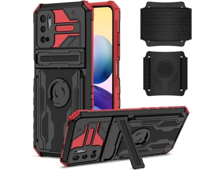 Funda Xiaomi Poco M3 Pro 4G/5G/Redmi Note 10 5G/Redmi Note 10T 5G HFS-HOUSE Kickstand (Rojo)
