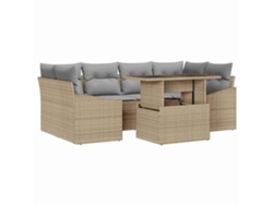 Maison Exclusive - Conjunto De Sofá De Jardín Con Cojín 7 Pcs Beige Y Gris Claro