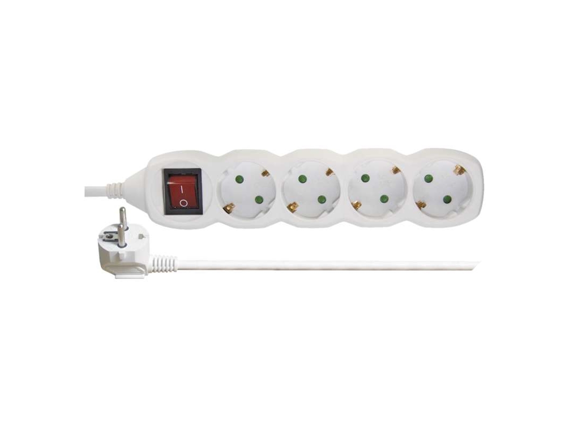 EMOS Regleta Alargadera distribución 3M SCHUKO con Interruptor - 4 Tomas
