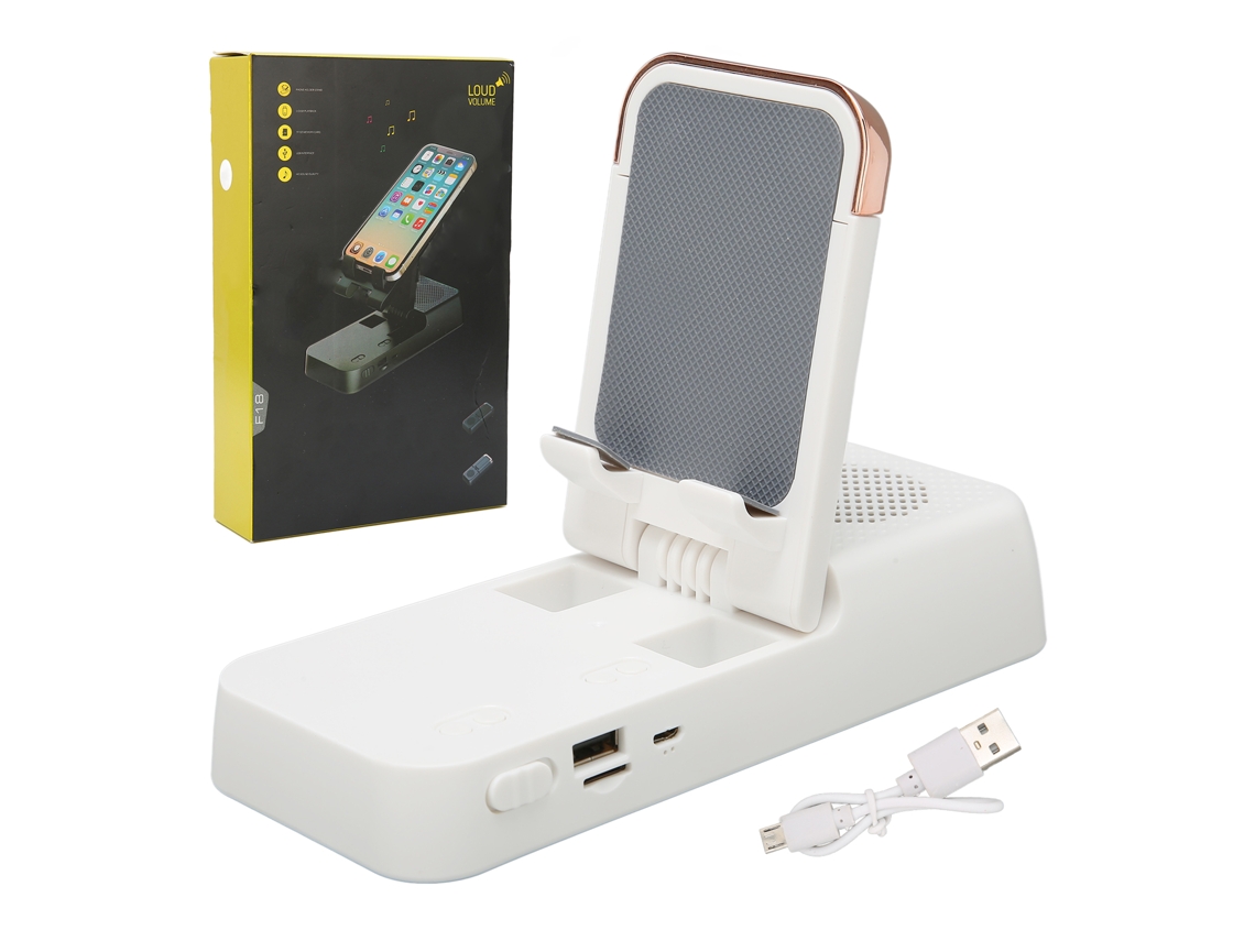 Suporte Para Celular Com Alto-falante Bluetooth Som Surround Hd Ajustável Branco