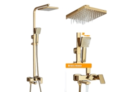 Juego de ducha de baño, 3 vías, altura ajustable, acabado dorado C OEM
