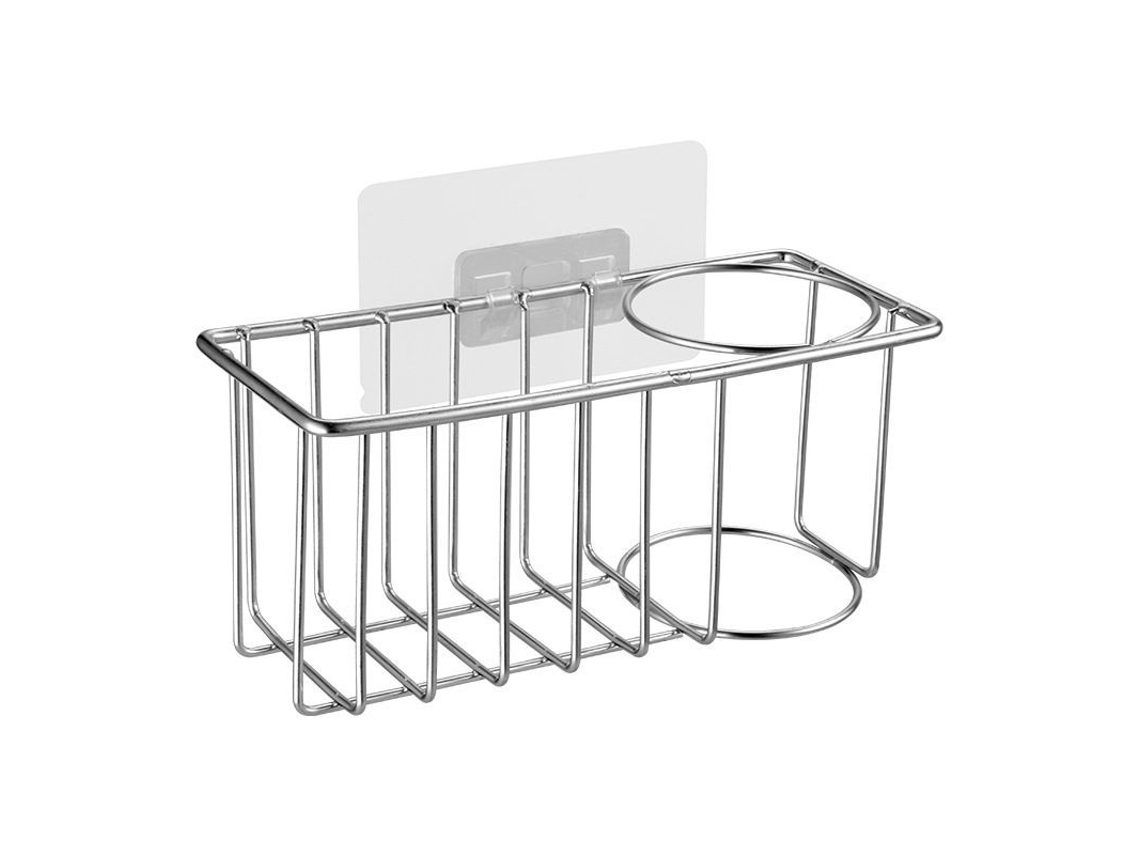 Soporte Para Esponjas Y Cepillos De Cocina, Organizador De Acero Inoxidable Sin Necesidad De Taladrar Para El Fregadero.