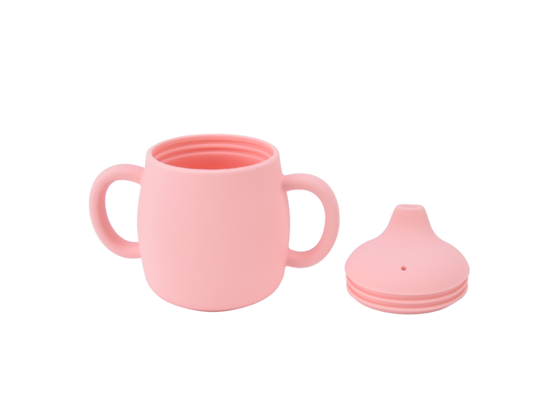 Vaso de silicona de aprendizaje para niños de 280 ml, anticaídas, portátil, con tapa, para bebés y niños.