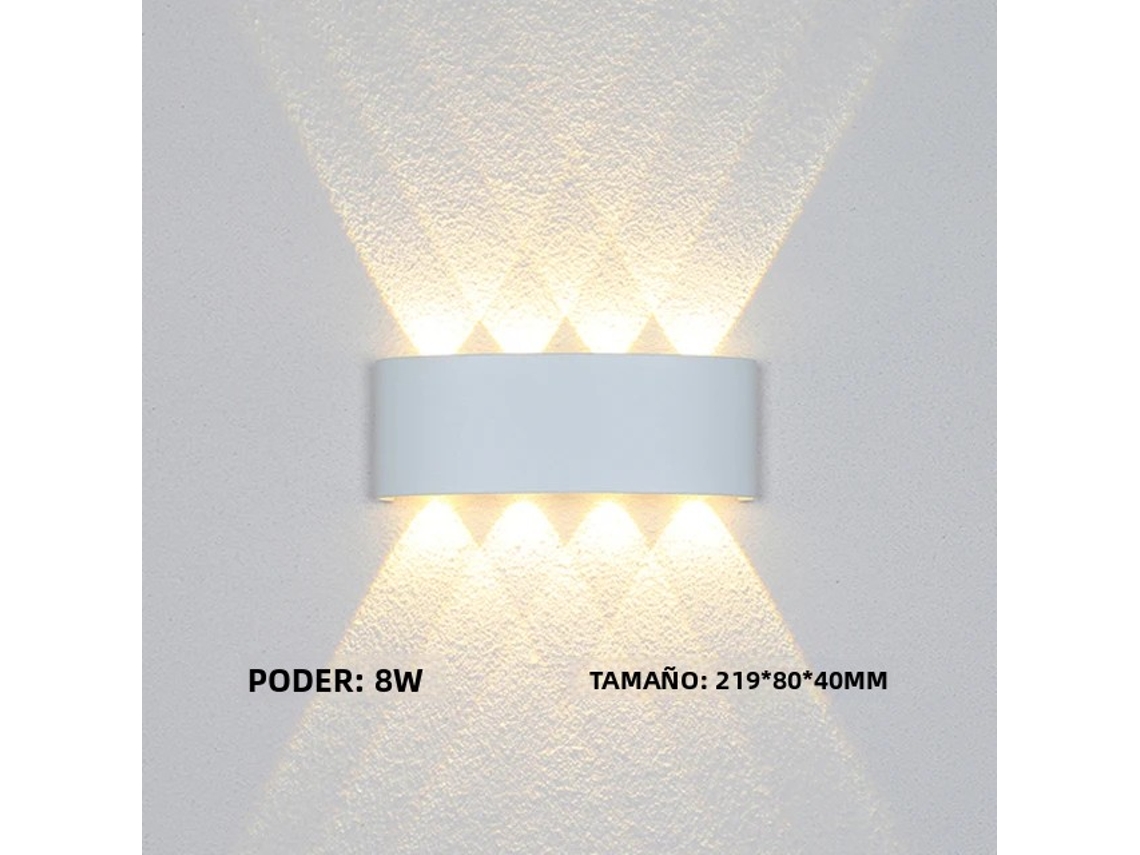 Aplique Led De Pared De Aluminio, 8 W, Blanco Cálido, Resistente Al Agua Ip65, Para Jardín.