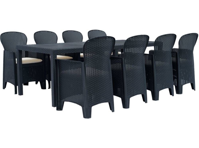 Conjunto 9 Muebles De Jardin VIDAXL Antracita Plástico