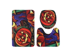 Juego de 3 alfombras de baño con diseño de calabaza: alfombrilla de ducha antideslizante, tapa de inodoro y alfombrilla facial.