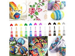 Set 12 Marcadores De Pintura Acrílica Agua Básica Puntas Fina 0.7-2mm Para Diy