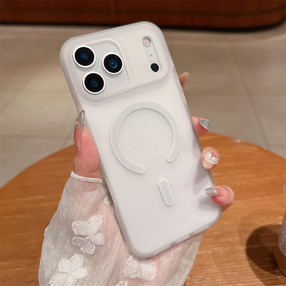 (iphone 17 Pro Max, Blanco) Funda Transparente Mate Con Carga Inalámbrica Magsafe Para Iphone
