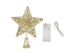 Estrella De Hierro Dorado Led Para La Cima Del Árbol De Navidad, Luz Cálida, Decoración Exquisita.